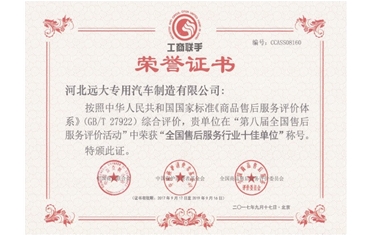 全国售后服务十佳单位